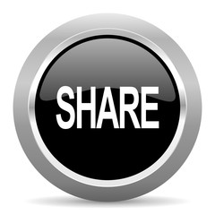share black metallic chrome web circle glossy icon