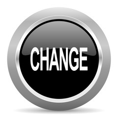 change black metallic chrome web circle glossy icon