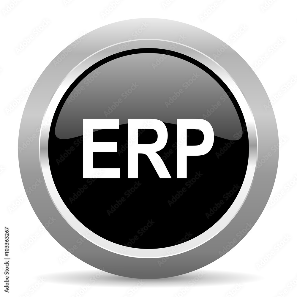 Poster erp black metallic chrome web circle glossy icon