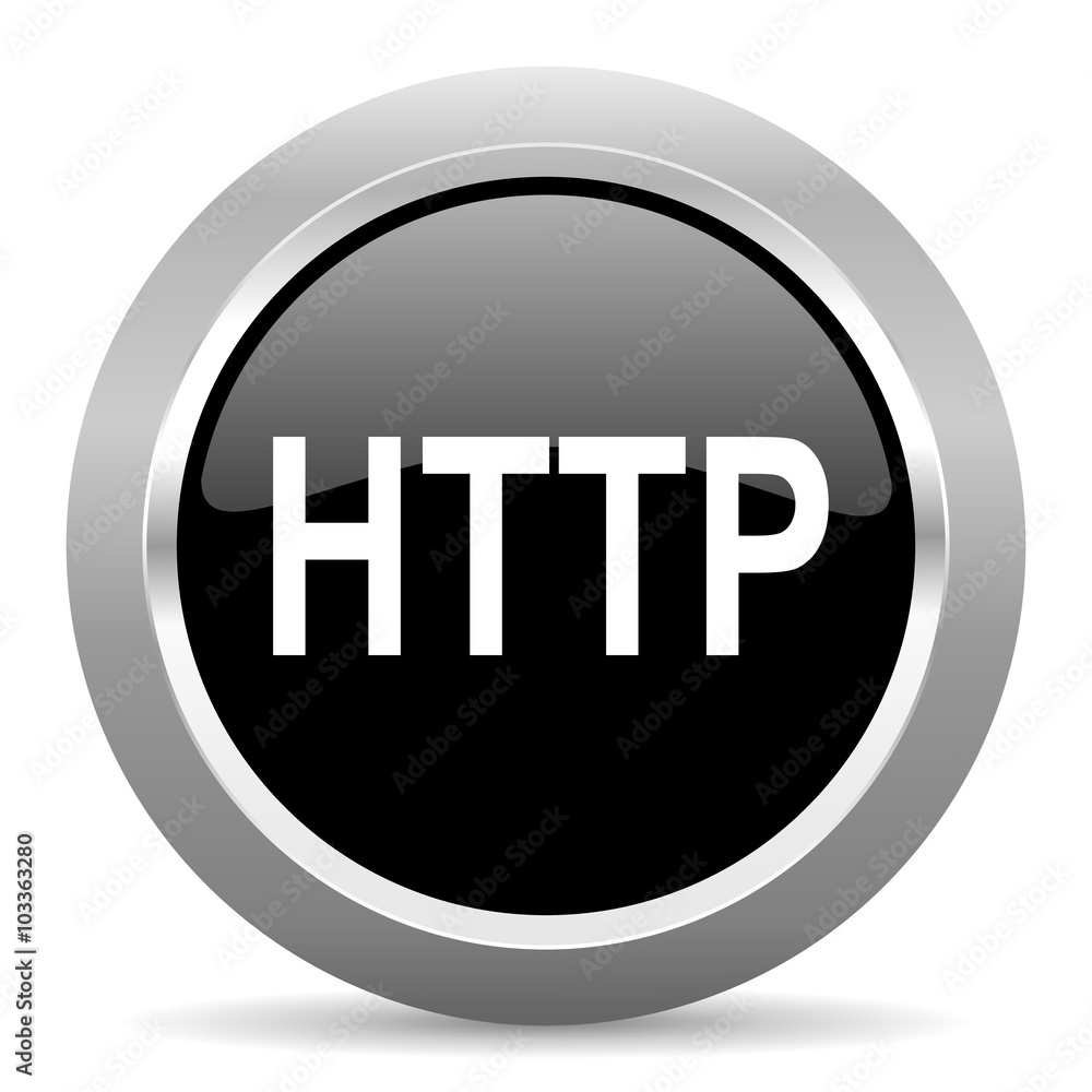 Poster http black metallic chrome web circle glossy icon