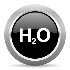 water black metallic chrome web circle glossy icon
