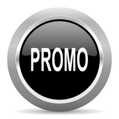 promo black metallic chrome web circle glossy icon