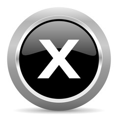 cancel black metallic chrome web circle glossy icon
