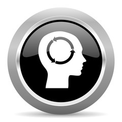 head black metallic chrome web circle glossy icon