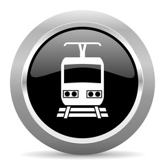 train black metallic chrome web circle glossy icon