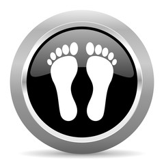 foot black metallic chrome web circle glossy icon