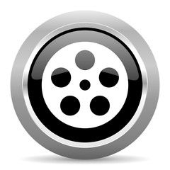 film black metallic chrome web circle glossy icon