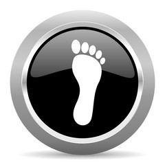foot black metallic chrome web circle glossy icon