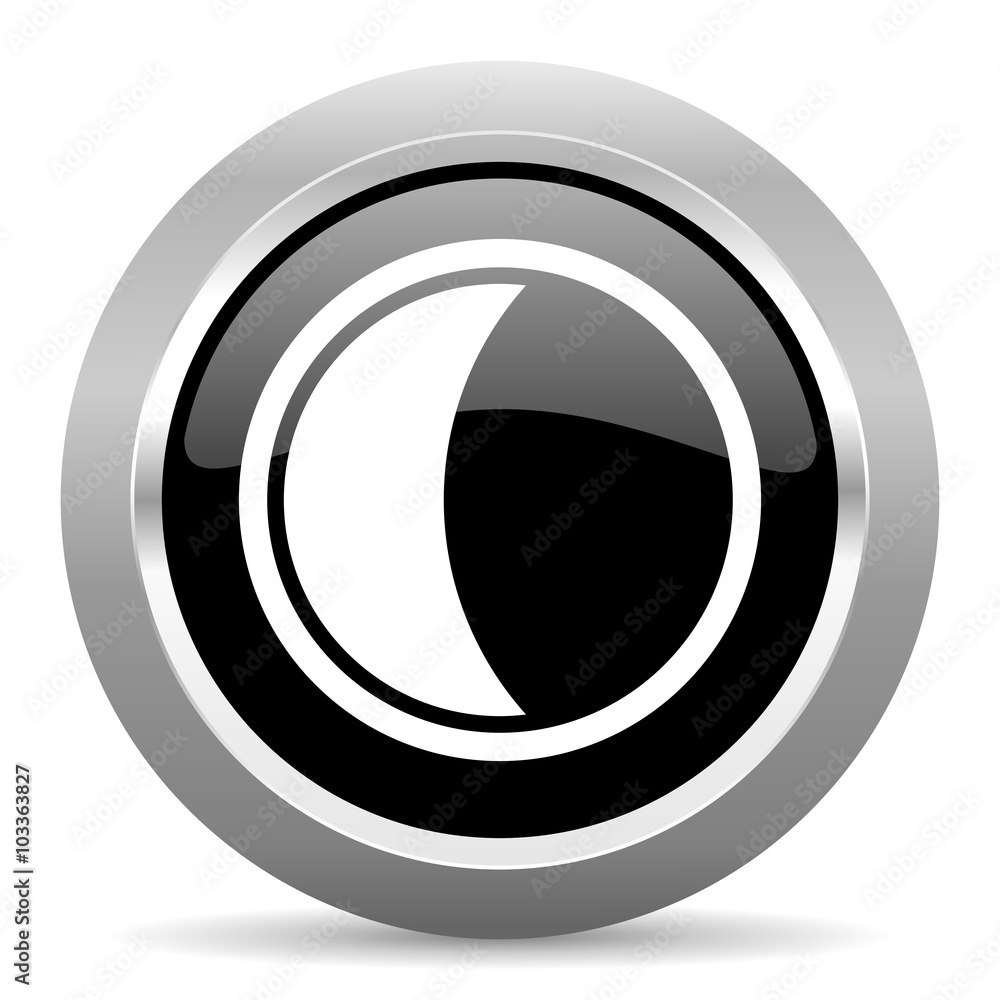 Poster moon black metallic chrome web circle glossy icon