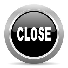 close black metallic chrome web circle glossy icon