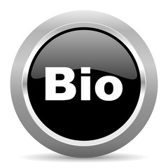 bio black metallic chrome web circle glossy icon