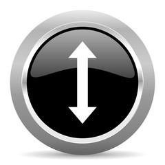 arrow black metallic chrome web circle glossy icon