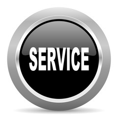 service black metallic chrome web circle glossy icon