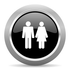 couple black metallic chrome web circle glossy icon