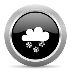 snowing black metallic chrome web circle glossy icon