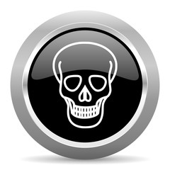 skull black metallic chrome web circle glossy icon