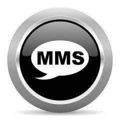 mms black metallic chrome web circle glossy icon