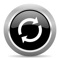 reload black metallic chrome web circle glossy icon