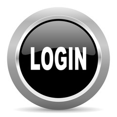 login black metallic chrome web circle glossy icon