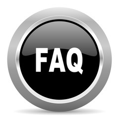 faq black metallic chrome web circle glossy icon