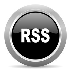 rss black metallic chrome web circle glossy icon