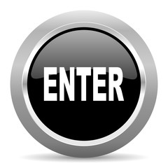 enter black metallic chrome web circle glossy icon
