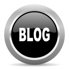 blog black metallic chrome web circle glossy icon