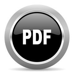 pdf black metallic chrome web circle glossy icon