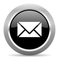email black metallic chrome web circle glossy icon