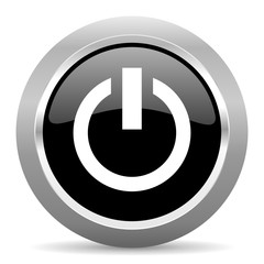power black metallic chrome web circle glossy icon