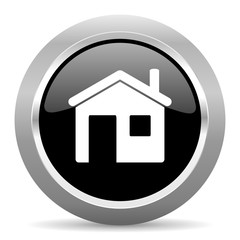 house black metallic chrome web circle glossy icon