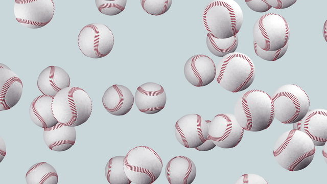 Flying baseballs. Looping. Alpha channel is included.