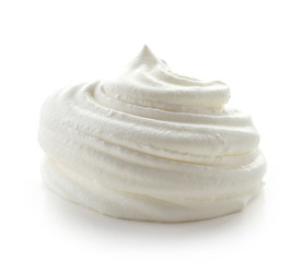 whipped cream on white background
