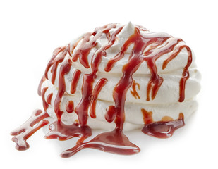 whipped cream with chocolate sauce