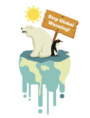 Stop global warming. Vector flat illustration