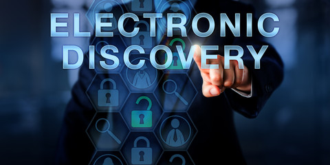 Forensic Examiner Pressing ELECTRONIC DISCOVERY