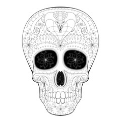 Dia de Muertos Tattoo Skull Day of The Dead with cobra