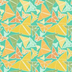 Pattern with beautiful origami butterflies drawing