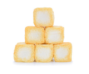 Tofu fish on white background