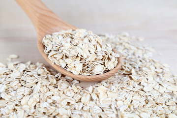 oatmel on a wooden spoon
