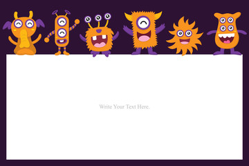 Cute Monster Invitation Birthday Card