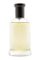 Full bottle of perfume on white background