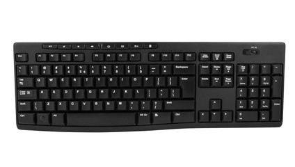 Wireless computer keyboard on white background