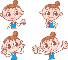 事務風のユニフォームを着た女性