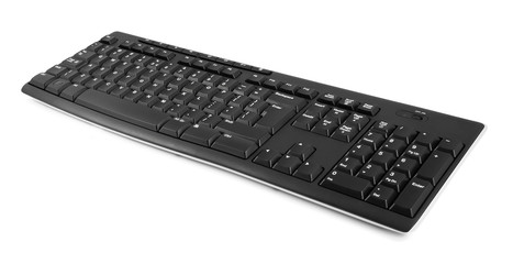 Wireless computer keyboard on white background - obrazy, fototapety, plakaty