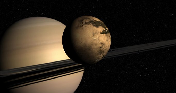Dramatic flyby of Titan, in orbit around Saturn. Two versions: 10-second and 20-second. Reversible. Data: NASA/JPL.