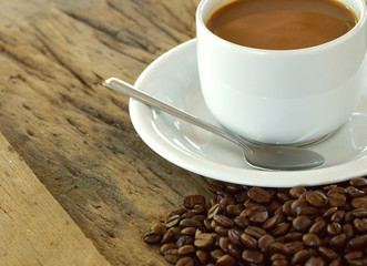 coffee cup and coffee beans