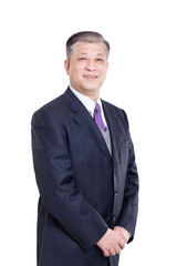 pose and gesture of old Asian businessman in suit