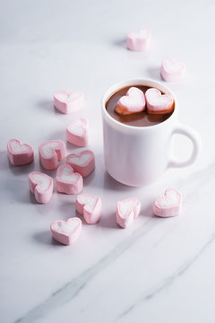 Cup of hot cocoa with marshmallows.