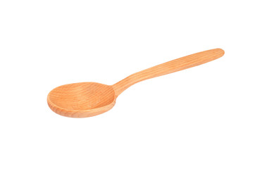 Wooden spoon on white